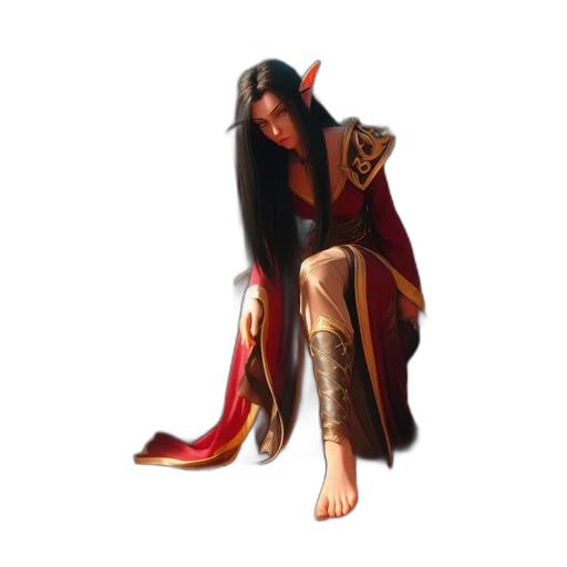dragon, dress, staff, sword transparent PNG cut-out