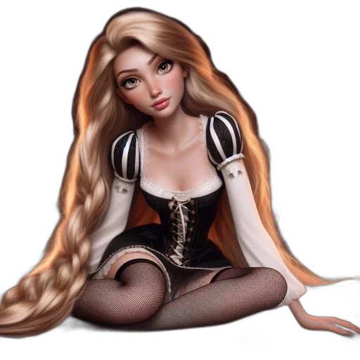hair, dress, fantasy art, 3d render transparent PNG cut-out