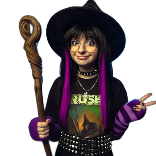 staff, hat, jacket, creature transparent PNG cut-out
