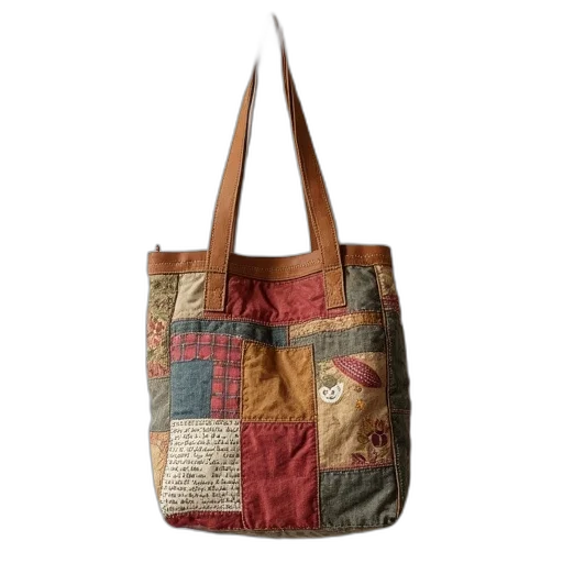 patchwork, bag, hanging, wall transparent PNG cut-out