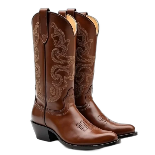 shoes, pair, brown, cowboy transparent PNG cut-out