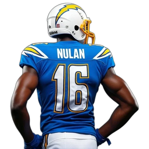 name, number, chargers, players transparent PNG cut-out