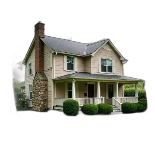 building, 3d render, photorealistic, two-story transparent PNG cut-out