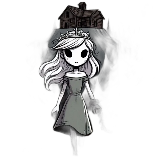 dress, hat, staff, crown transparent PNG cut-out