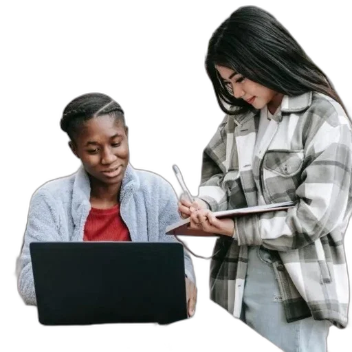 two, individuals, collaborate, outdoors transparent PNG cut-out