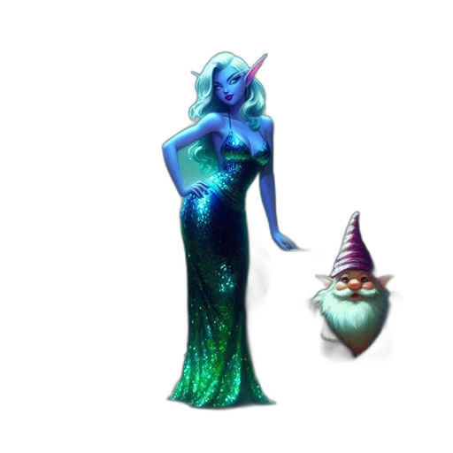 dress, creature, jewelry, staff transparent PNG cut-out