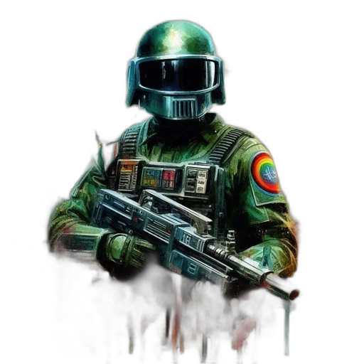 robot, weapon, staff, jacket transparent PNG cut-out