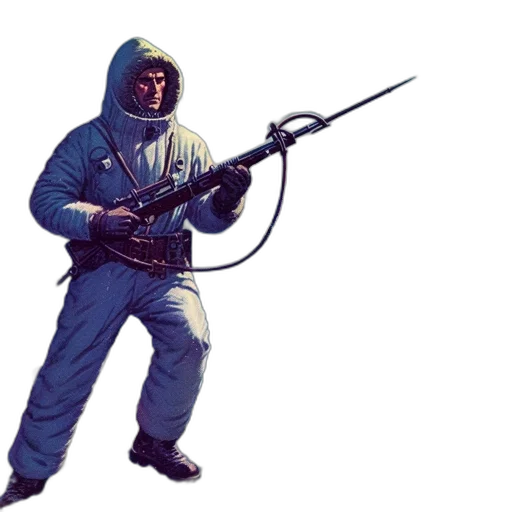 weapon, staff, jacket, robot transparent PNG cut-out