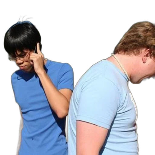 two, individuals, blue, shirts transparent PNG cut-out