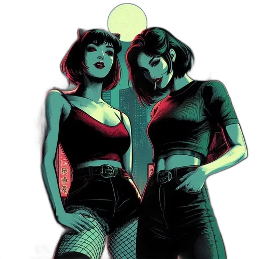 comic book art, concept art, cartoon, cyberpunk transparent PNG cut-out