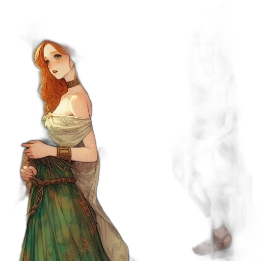 dress, dragon, sword, staff transparent PNG cut-out