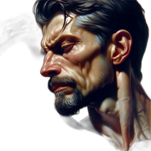 face, comic book art, concept art, photorealistic transparent PNG cut-out