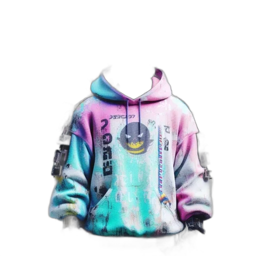 jacket, vaporwave, cyberpunk, 3d render transparent PNG cut-out
