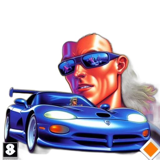car, concept art, pixel art, vaporwave transparent PNG cut-out