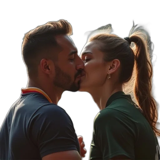 man, kisses, woman, face transparent PNG cut-out