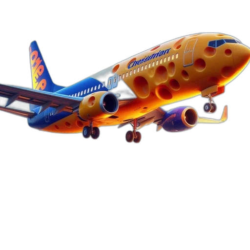 3d render, photorealistic, airplane, shaped transparent PNG cut-out