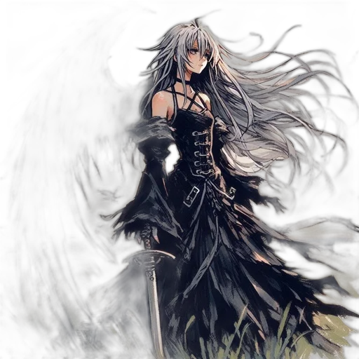 dress, dragon, sword, fantasy art transparent PNG cut-out