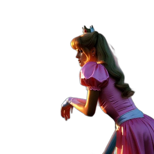 dress, staff, crown, 3d render transparent PNG cut-out