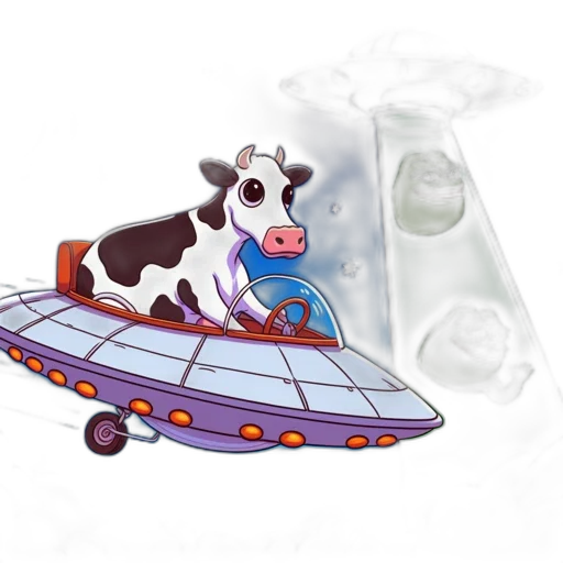concept art, outer space, cow, pilots transparent PNG cut-out