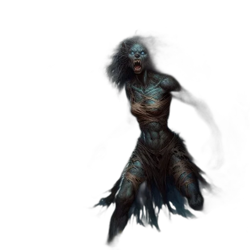 creature, dress, mask, staff transparent PNG cut-out