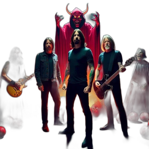 concept art, four, musicians, gather transparent PNG cut-out