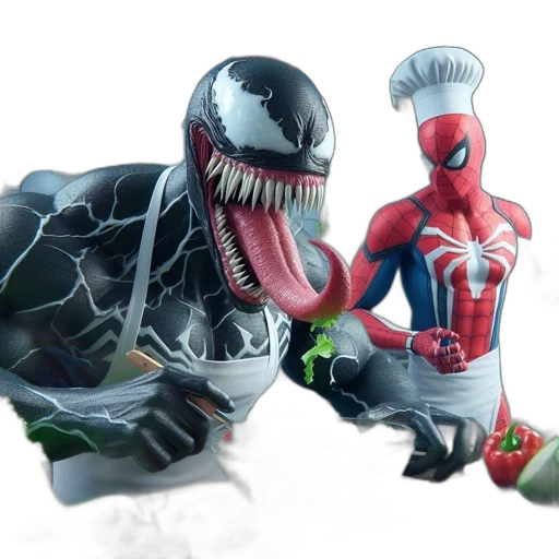concept art, 3d render, comic book art, venom transparent PNG cut-out