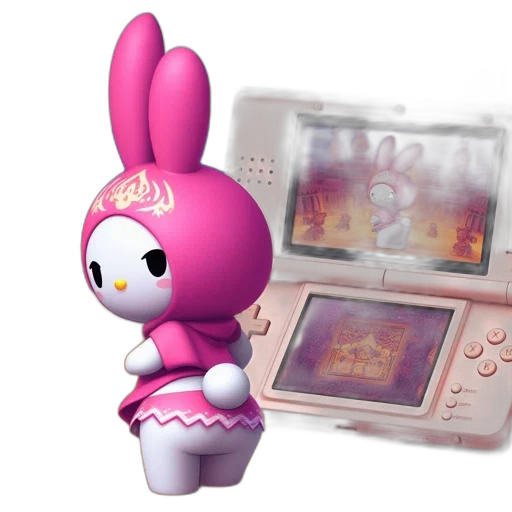 concept art, 3d render, pink, bunny transparent PNG cut-out