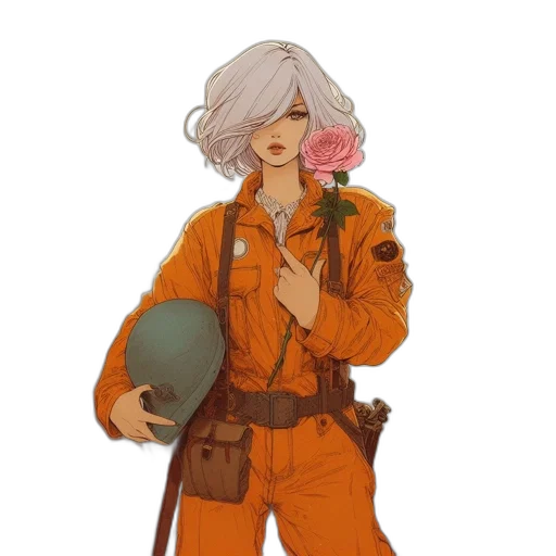 jacket, staff, flower, weapon transparent PNG cut-out