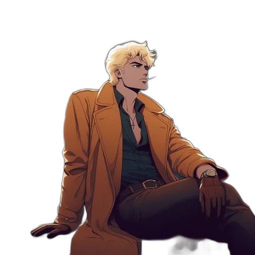 jacket, staff, comic book art, concept art transparent PNG cut-out