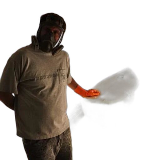 mask, jacket, staff, weapon transparent PNG cut-out