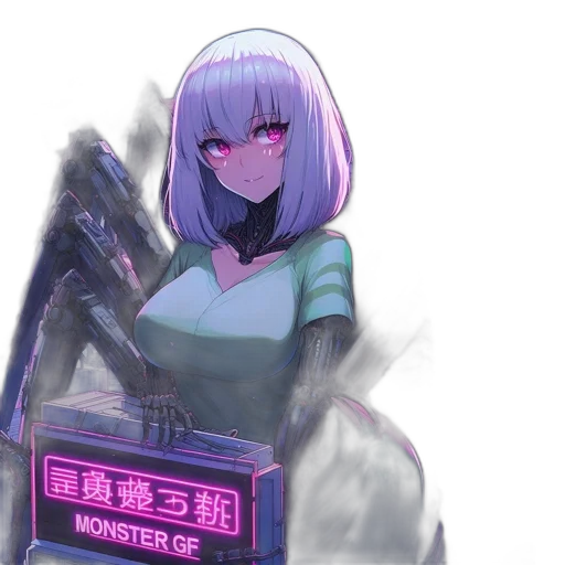 robot, weapon, staff, cyberpunk transparent PNG cut-out