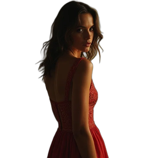 dress, photorealistic, red, natalie transparent PNG cut-out