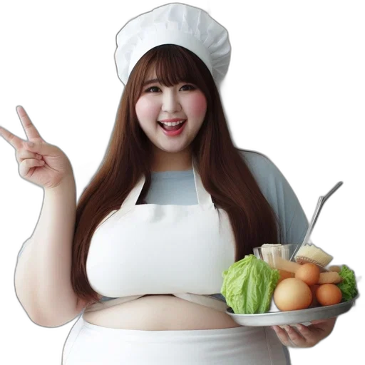 food, photorealistic, woman, wearing transparent PNG cut-out