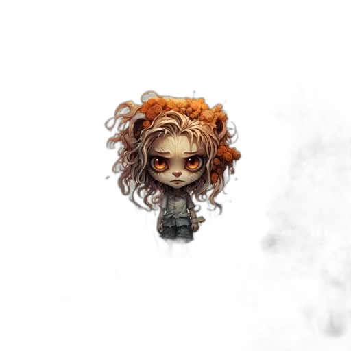 hair, creature, staff, face transparent PNG cut-out