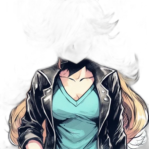 jacket, hair, mask, staff transparent PNG cut-out