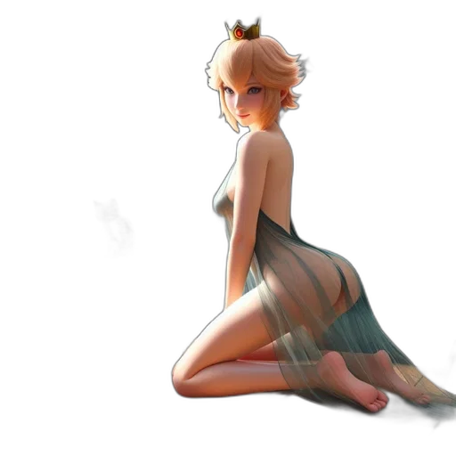 dress, creature, crown, staff transparent PNG cut-out