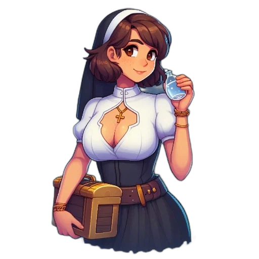 dress, staff, pixel art, fantasy art transparent PNG cut-out