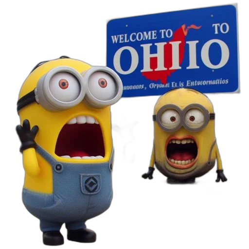 two, minions, stand, before transparent PNG cut-out