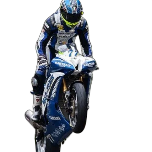 photorealistic, motorcycle, racer, blue transparent PNG cut-out