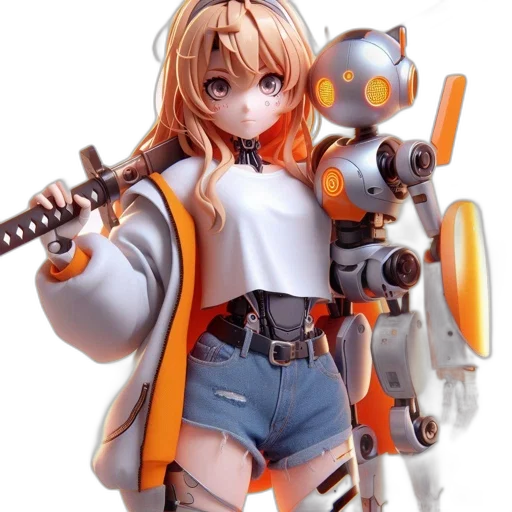 robot, weapon, sword, 3d render transparent PNG cut-out