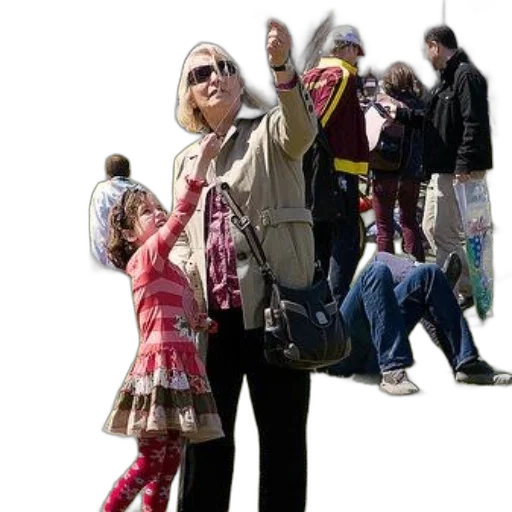jacket, staff, city street, woman transparent PNG cut-out