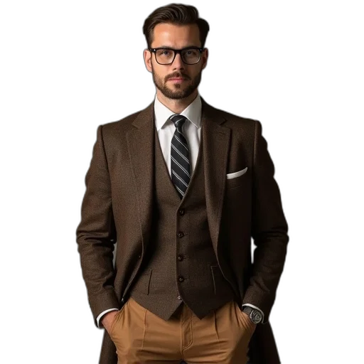 jacket, staff, photorealistic, earth tones transparent PNG cut-out