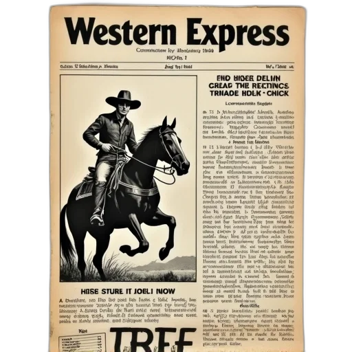 vintage, western, express, newsletter transparent PNG cut-out