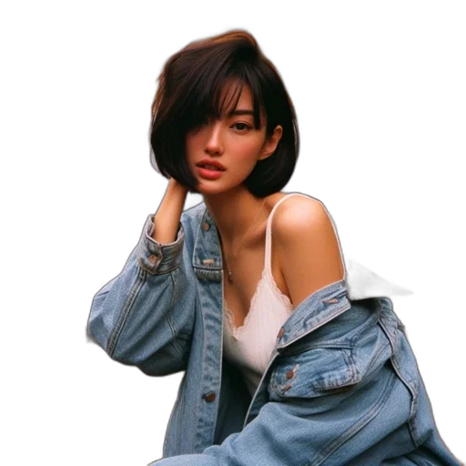 jacket, face, dress, hair transparent PNG cut-out