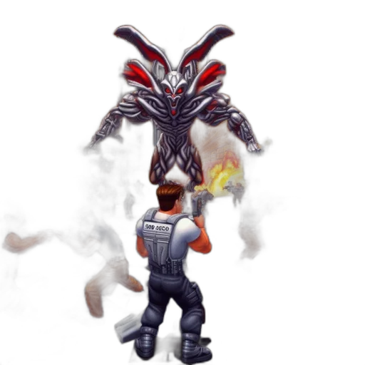 robot, creature, mask, staff transparent PNG cut-out