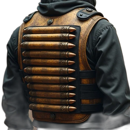 jacket, weapon, 3d render, concept art transparent PNG cut-out