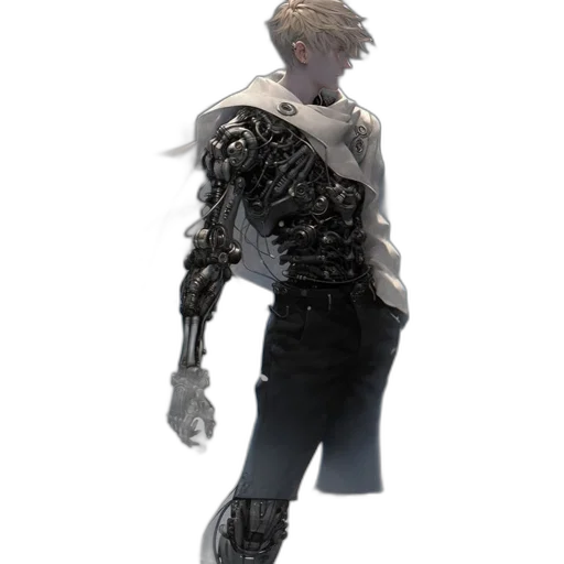 robot, staff, weapon, jacket transparent PNG cut-out