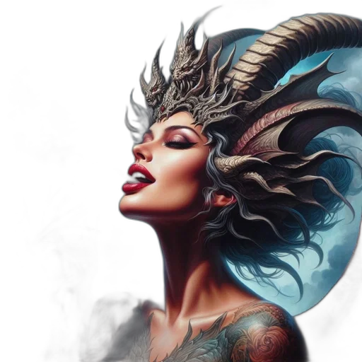dragon, face, fantasy art, photorealistic transparent PNG cut-out