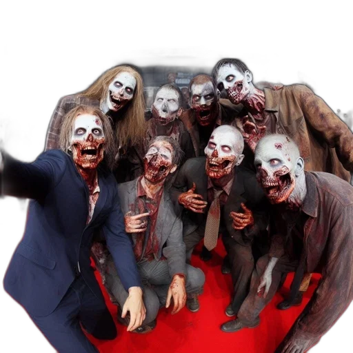 mask, zombie-themed, event, participants transparent PNG cut-out