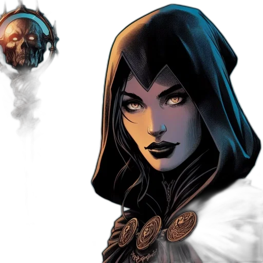 comic book art, concept art, fantasy art, hooded transparent PNG cut-out